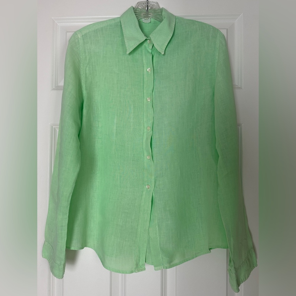 Hartford Light Green Linen Button-Down Shirt